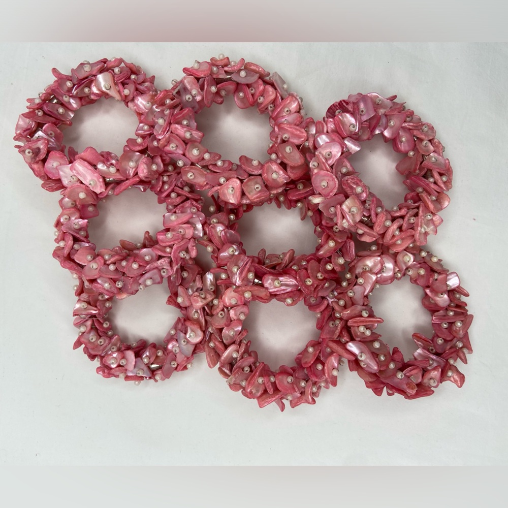 Napkin Rings Pink Seashell & Pearl Beaded Napkin Rings‎ Set of 8